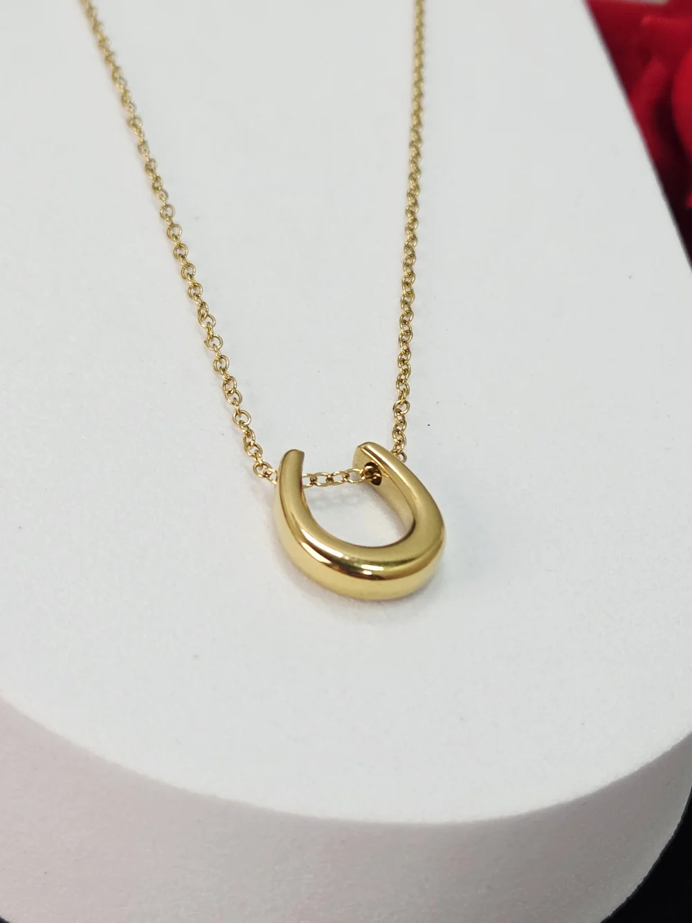 Equestrian Horseshoe Necklace Gold Snake Chain Stainless Steel Cowgirl Rodeo